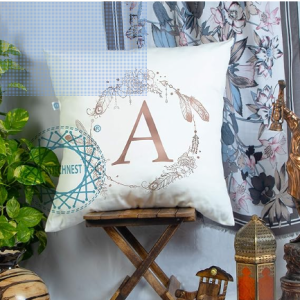 Letter Printed Cushion Cover Cotton