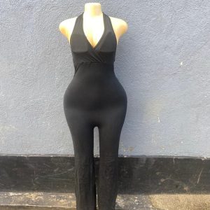 Shimmer Halter Neck Flared Leg Jumpsuit (2 Colours)