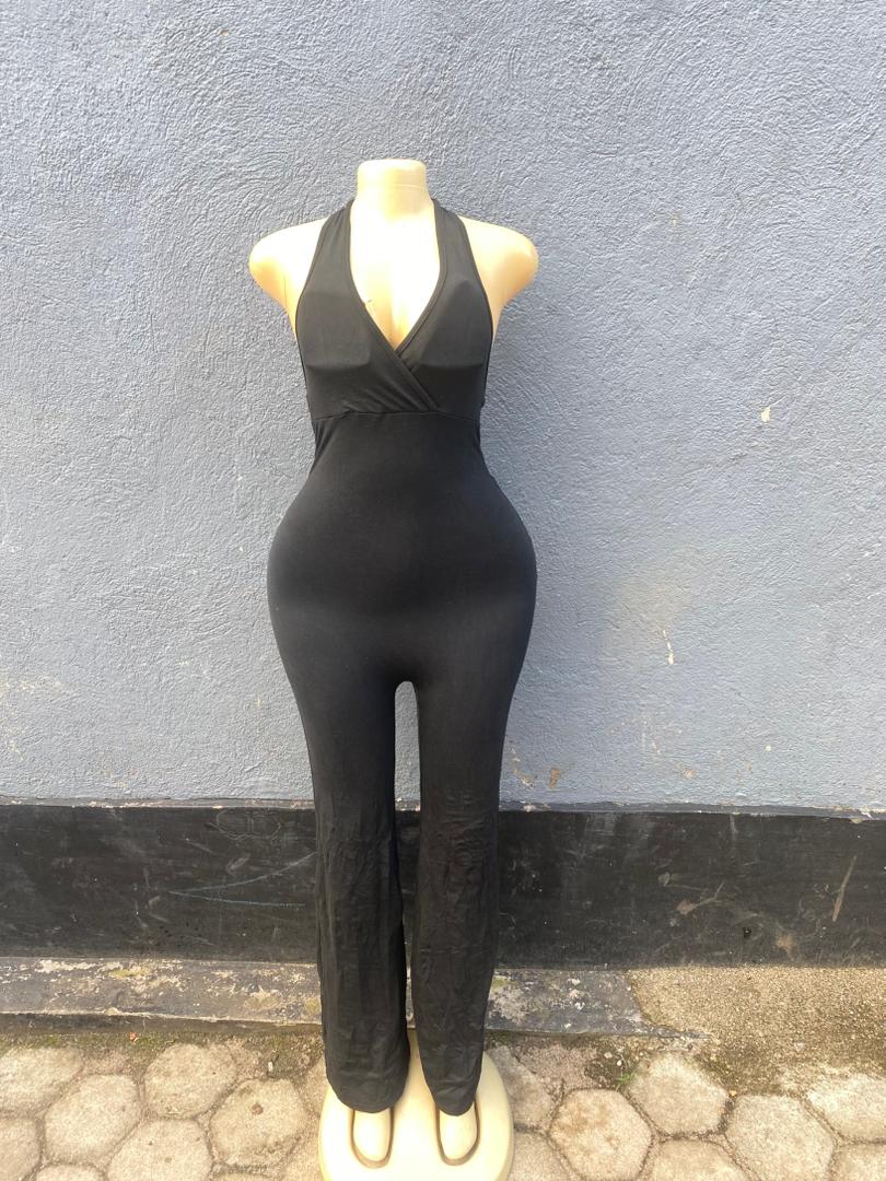 Shimmer Halter Neck Flared Leg Jumpsuit (2 Colours)