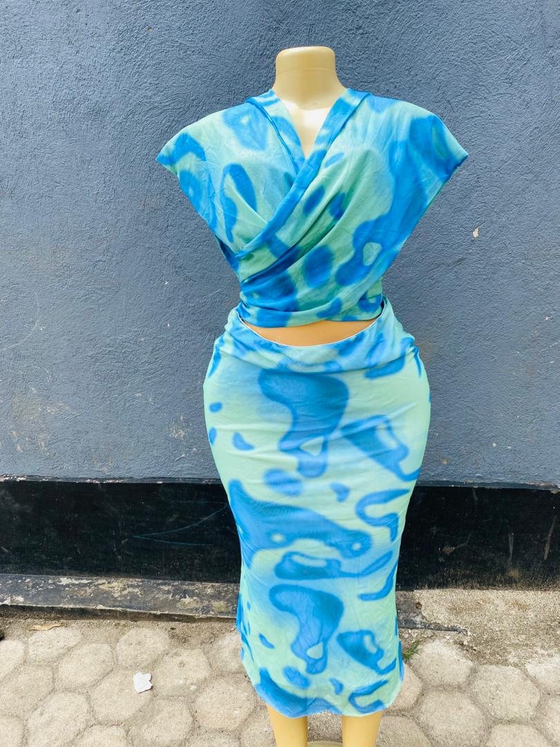 Mesh Corset Crop Top And Maxi Skirt Set