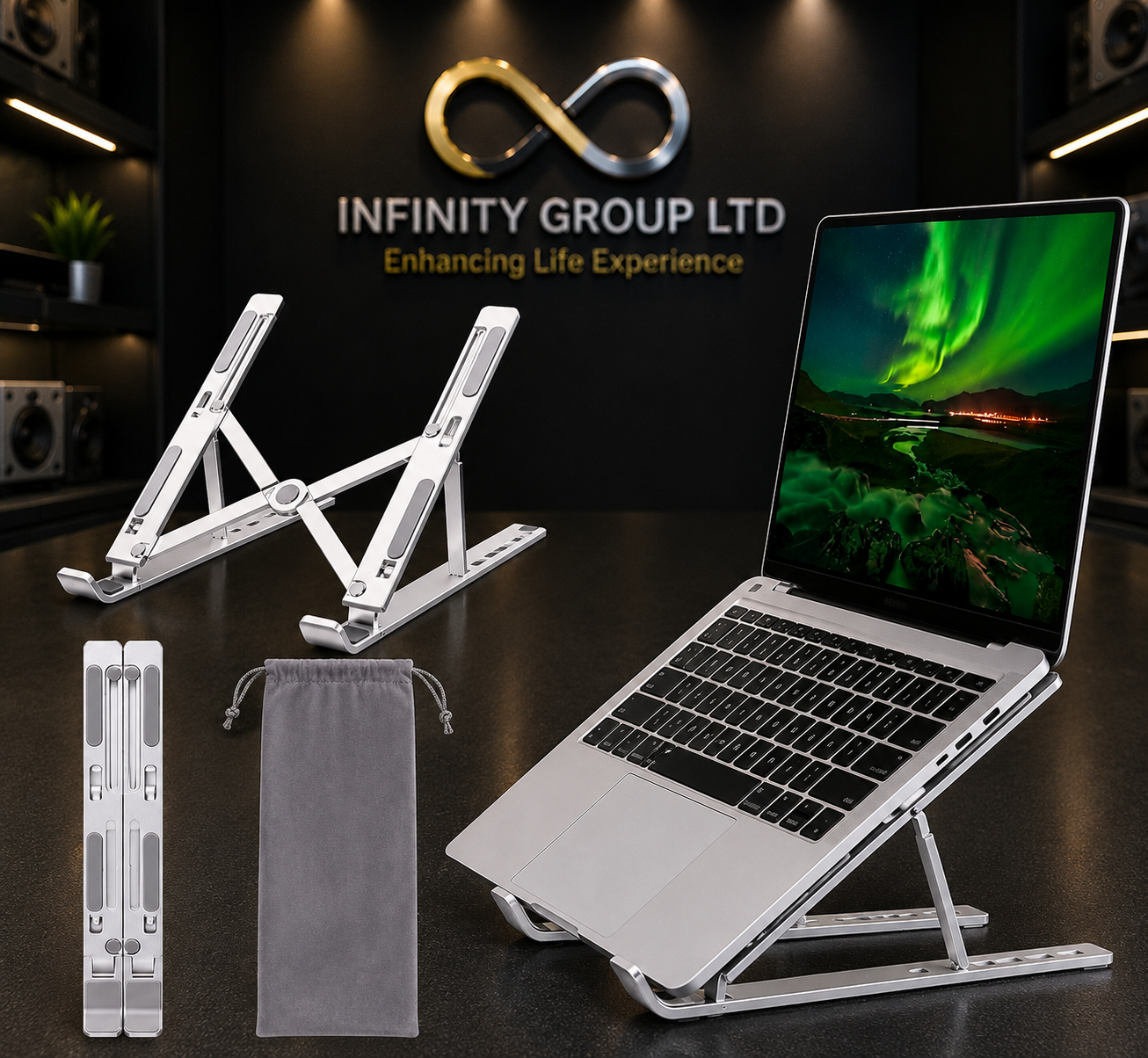 PORTABLE LAPTOP STAND - Adjustable & Foldable Stand.