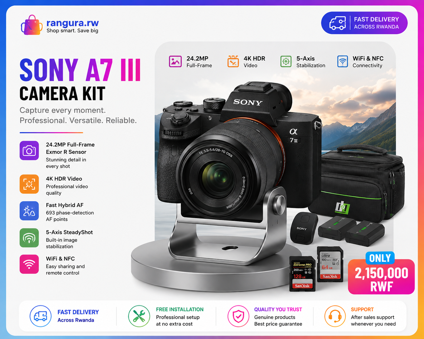 Sony A7 III Full-Frame Mirrorless Camera with FE 28-70mm Lens