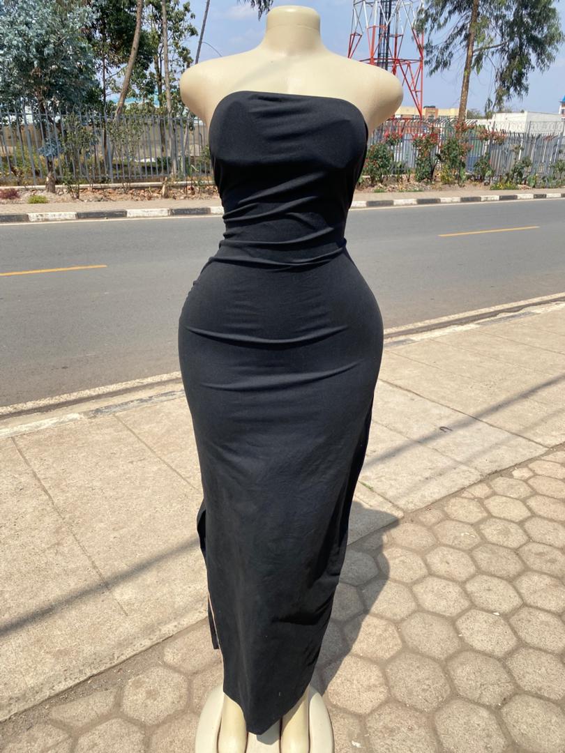Dress Women's Elegant Strapless Tube Bodycon Maxi Dress – Sleek Black Evening Gown